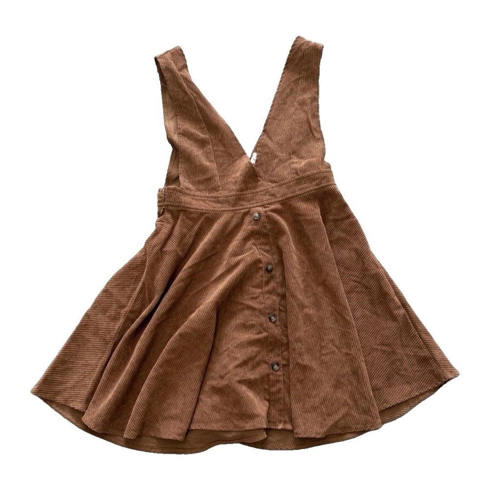 Love Rose Brown Corduroy Halter Mini Dress Large Button Front Cottagecore